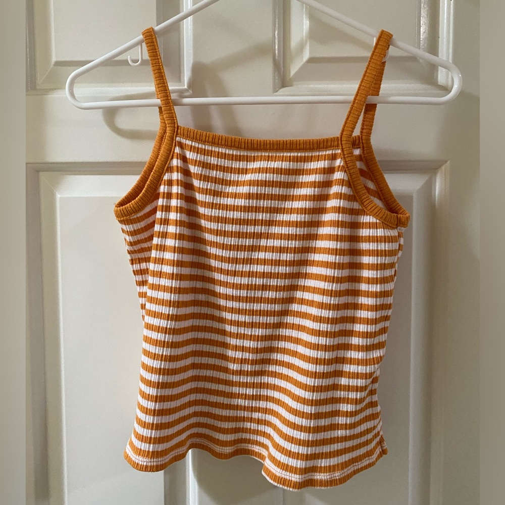 Orange & White Striped Ribbed Tank Top XL
